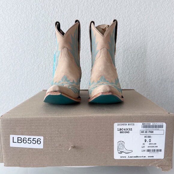 Lane LEXINGTON Womens Cowboy Bootie Sz 9 Sand and Stream Western Cowgirl Boots - Picture 12 of 13